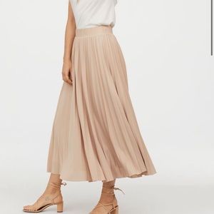 Pleated Satin Maxi Skirt